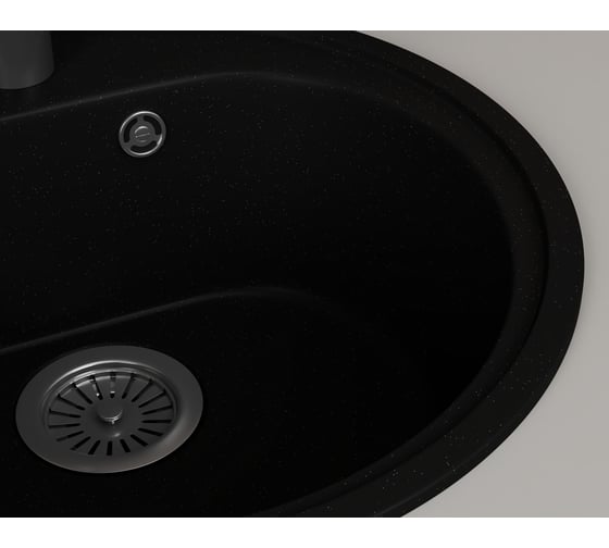 Мойка для кухни Bauedge BAU Dream Black coal D 44, выпуск с сифоном в комплекте, черный уголь GR0104