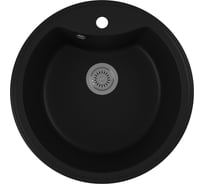 Мойка для кухни Bauedge BAU Dream Black coal D 51, выпуск с сифоном в комплекте, черный уголь GR0108