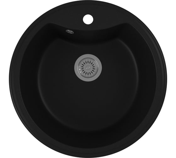 Мойка для кухни Bauedge BAU Dream Black coal D 51, выпуск с сифоном в комплекте, черный уголь GR0108