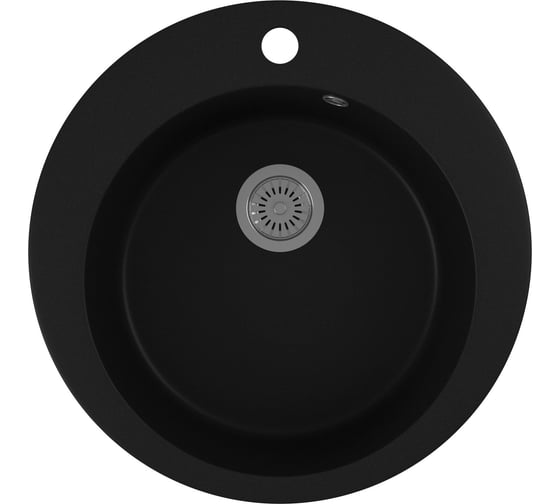 Мойка для кухни Bauedge BAU Dream Black coal D 50, выпуск с сифоном в комплекте, черный уголь GR0112