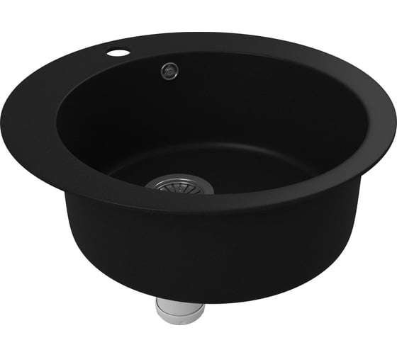 Мойка для кухни Bauedge BAU Dream Black coal D 50, выпуск с сифоном в комплекте, черный уголь GR0112