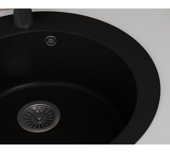 Мойка для кухни Bauedge BAU Dream Black coal D 50, выпуск с сифоном в комплекте, черный уголь GR0112