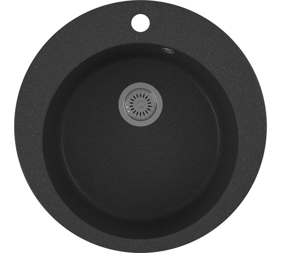 Мойка для кухни Bauedge BAU Dream Black stone D 50, выпуск с сифоном в комплекте, черный камень GR0111