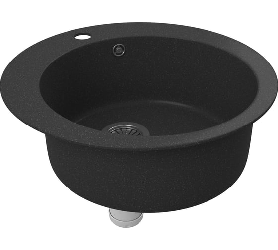 Мойка для кухни Bauedge BAU Dream Black stone D 50, выпуск с сифоном в комплекте, черный камень GR0111