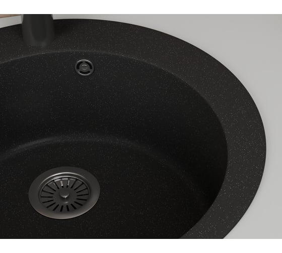 Мойка для кухни Bauedge BAU Dream Black stone D 50, выпуск с сифоном в комплекте, черный камень GR0111