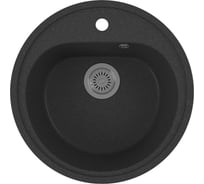 Мойка для кухни Bauedge BAU Dream Black stone D 44, выпуск с сифоном в комплекте, черный камень GR0103