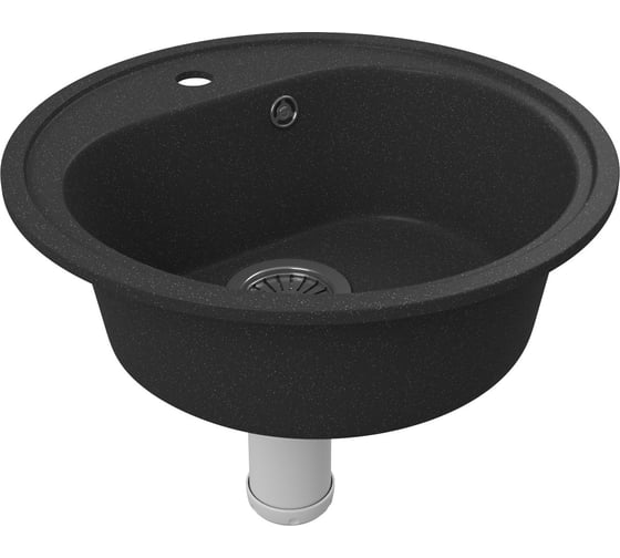 Мойка для кухни Bauedge BAU Dream Black stone D 44, выпуск с сифоном в комплекте, черный камень GR0103