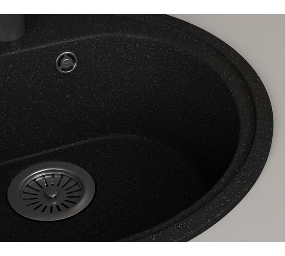 Мойка для кухни Bauedge BAU Dream Black stone D 44, выпуск с сифоном в комплекте, черный камень GR0103