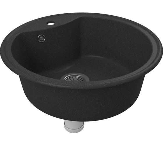 Мойка для кухни Bauedge BAU Dream Black stone D 51, выпуск с сифоном в комплекте, черный камень GR0107
