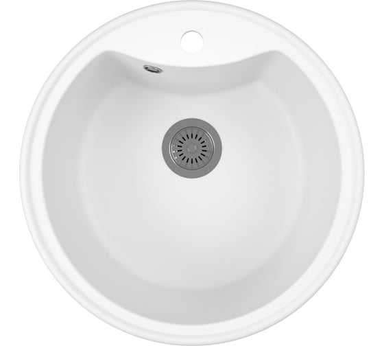 Мойка для кухни Bauedge BAU Dream White snow D 51, выпуск с сифоном в комплекте, белый снег GR0106