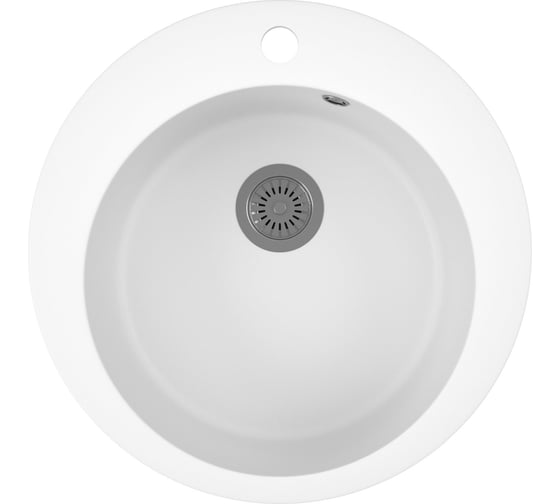 Мойка для кухни Bauedge BAU Dream White snow D 50, выпуск с сифоном в комплекте, белый снег GR0110 1