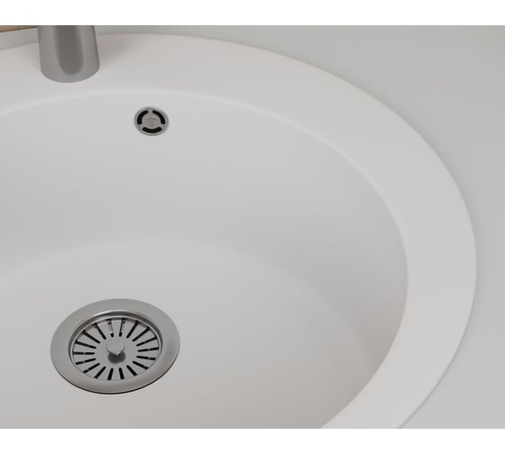 Мойка для кухни Bauedge BAU Dream White snow D 50, выпуск с сифоном в комплекте, белый снег GR0110