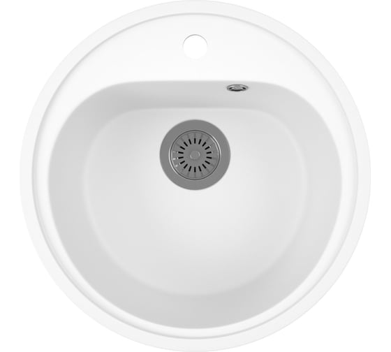 Мойка для кухни Bauedge BAU Dream White snow D 44, выпуск с сифоном в комплекте, белый снег GR0102
