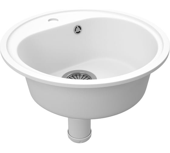 Мойка для кухни Bauedge BAU Dream White snow D 44, выпуск с сифоном в комплекте, белый снег GR0102