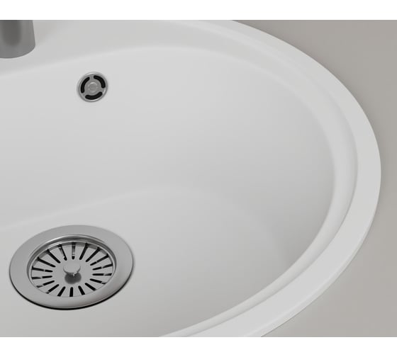 Мойка для кухни Bauedge BAU Dream White snow D 44, выпуск с сифоном в комплекте, белый снег GR0102