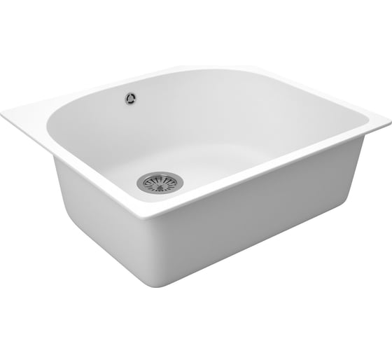 Мойка для кухни Bauedge BAU Mif White snow 59x51, выпуск с сифоном в комплекте, белый снег GR0137