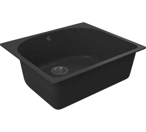 Мойка для кухни Bauedge BAU Mif Black stone 59x51, выпуск с сифоном в комплекте, черный камень GR0138