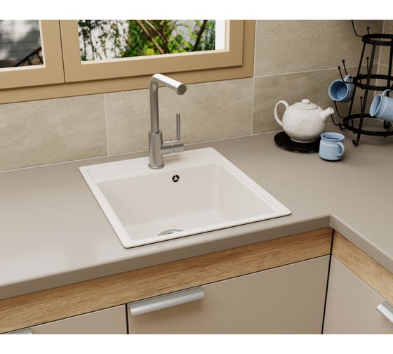 Мойка для кухни Bauedge BAU Stil Pro 43x49, без выпуска, белый песок PR0004