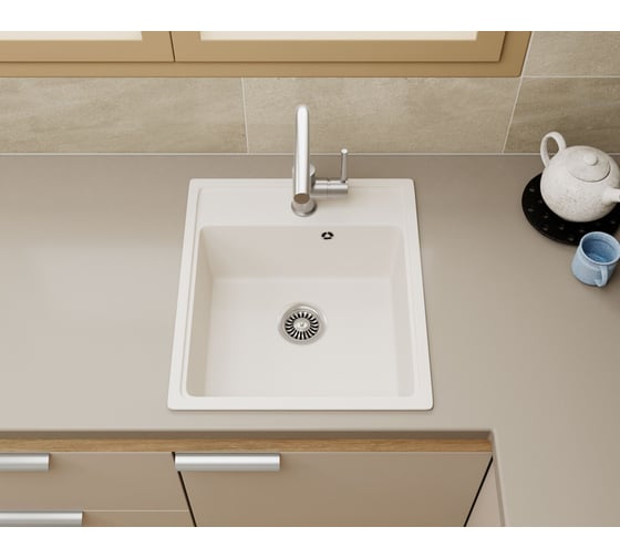 Мойка для кухни Bauedge BAU Stil Pro 43x49, без выпуска, белый песок PR0004