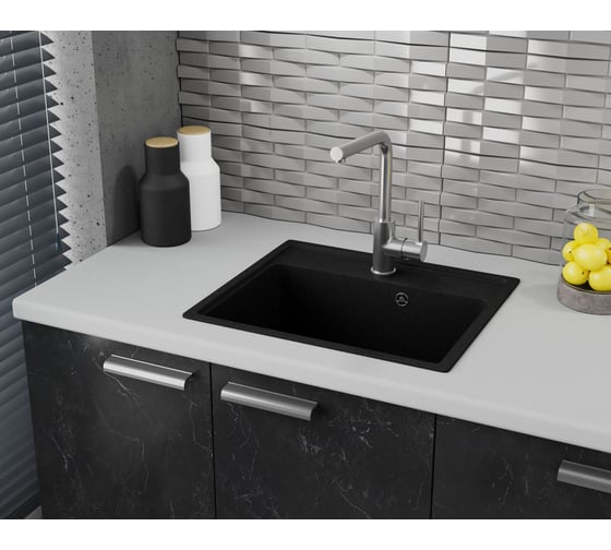 Мойка для кухни Bauedge BAU Stil Pro 49x42, без выпуска, черный камень PR0008
