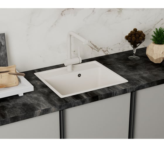 Мойка для кухни Bauedge BAU Stil Pro 49x42, без выпуска, белый песок PR0007