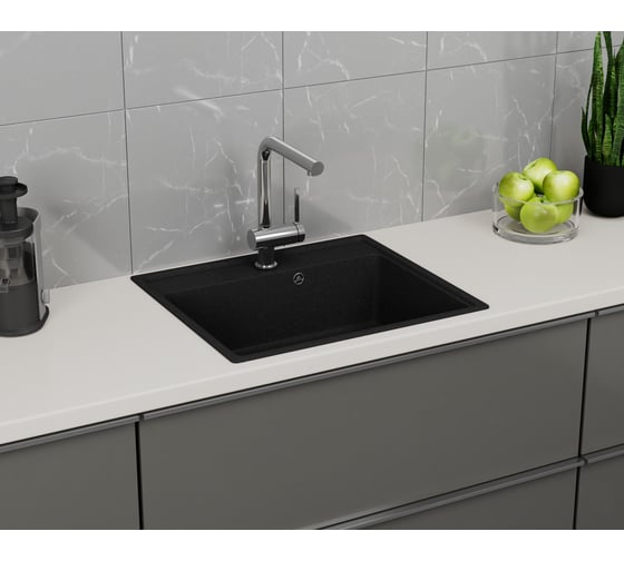 Мойка для кухни Bauedge BAU Stil Pro 57x50, без выпуска, черный камень PR0010