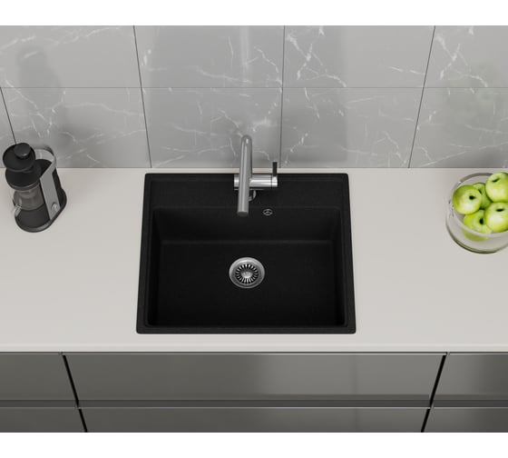 Мойка для кухни Bauedge BAU Stil Pro 57x50, без выпуска, черный камень PR0010