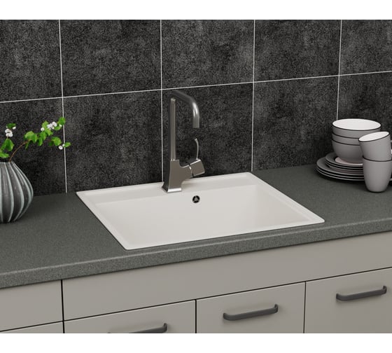 Мойка для кухни Bauedge BAU Stil Pro 57x50, без выпуска, белый песок PR0009
