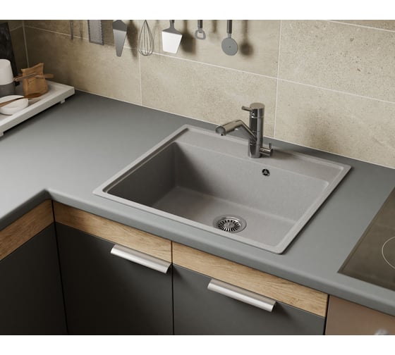 Мойка для кухни Bauedge BAU Stil Pro 57x50, без выпуска, серый камень PR0003