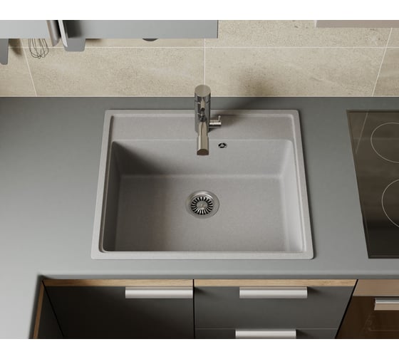 Мойка для кухни Bauedge BAU Stil Pro 57x50, без выпуска, серый камень PR0003