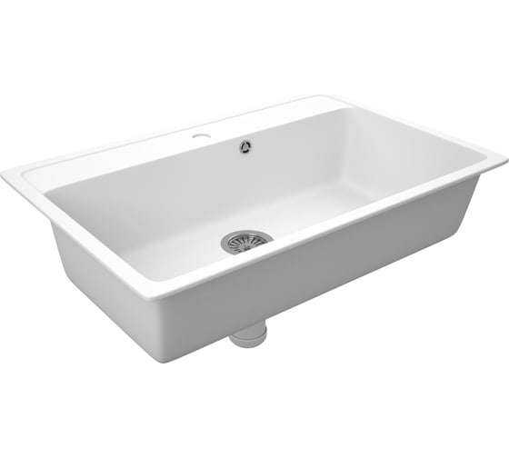 Мойка для кухни Bauedge BAU Stil White snow 76x51, выпуск с сифоном в комплекте, белый снег GR0132
