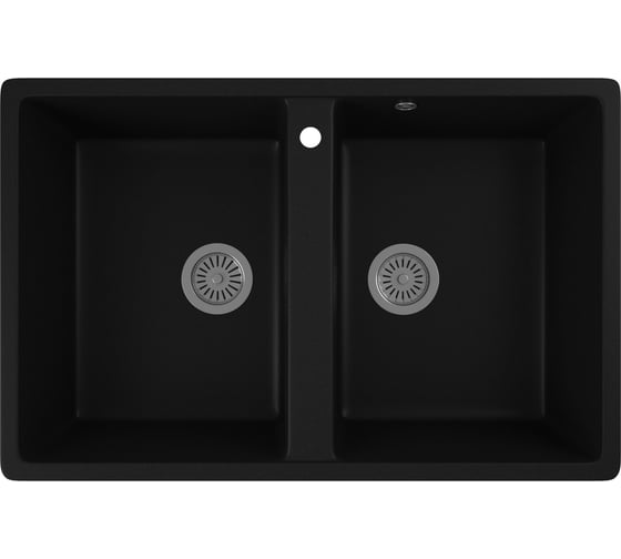 Мойка для кухни двойная чаша Bauedge BAU Stil Black coal 77x50, выпуск с сифоном в комплекте, черный уголь GR0176 1