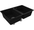 Мойка для кухни двойная чаша Bauedge BAU Stil Black coal 77x50, выпуск с сифоном в комплекте, черный уголь GR0176 2