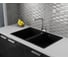 Мойка для кухни двойная чаша Bauedge BAU Stil Black coal 77x50, выпуск с сифоном в комплекте, черный уголь GR0176 3