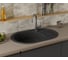 Мойка для кухни оборачиваемая овальная Bauedge BAU Nimb Black stone 78x50, выпуск с сифоном в комплекте, черный камень GR0148 3