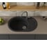 Мойка для кухни оборачиваемая овальная Bauedge BAU Nimb Black stone 78x50, выпуск с сифоном в комплекте, черный камень GR0148 4
