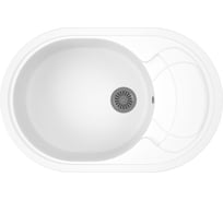 Мойка для кухни оборачиваемая овальная Bauedge BAU Nimb White snow 78x50, выпуск с сифоном в комплекте, белый снег GR0147