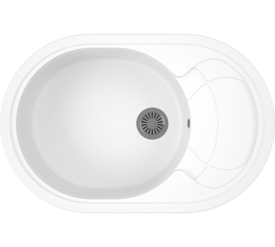 Мойка для кухни оборачиваемая овальная Bauedge BAU Nimb White snow 78x50, выпуск с сифоном в комплекте, белый снег GR0147