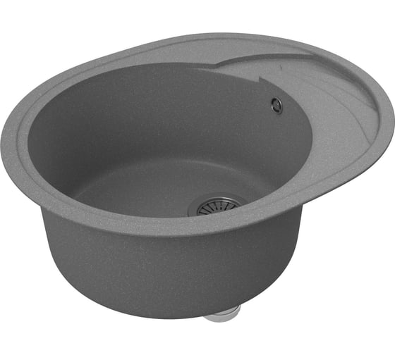 Мойка для кухни оборачиваемая овальная Bauedge BAU Nimb Gray stone 58x47, выпуск с сифоном в комплекте, серый камень GR0139