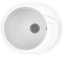 Мойка для кухни оборачиваемая овальная Bauedge BAU Nimb White snow 58x47, выпуск с сифоном в комплекте, белый снег GR0140