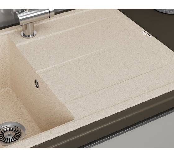 Мойка для кухни врезная кварцевая в комплекте с сифоном Bauedge BAU Stil Sand 78x51, песочный BAU0022