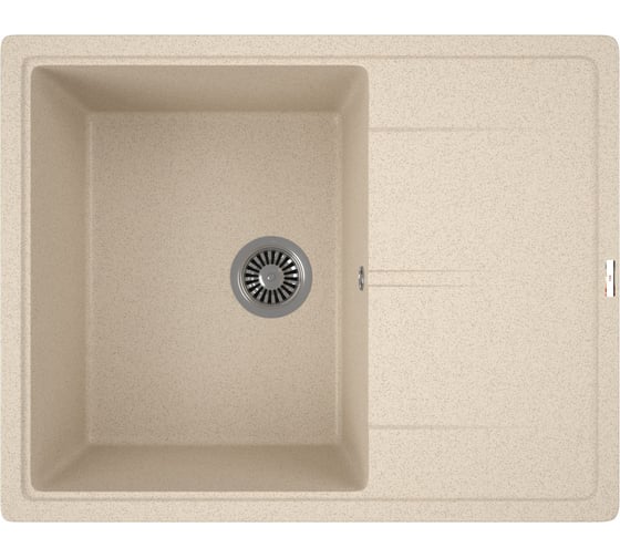 Мойка для кухни врезная кварцевая в комплекте с сифоном Bauedge BAU Stil Sand 65x51, песочный BAU0012