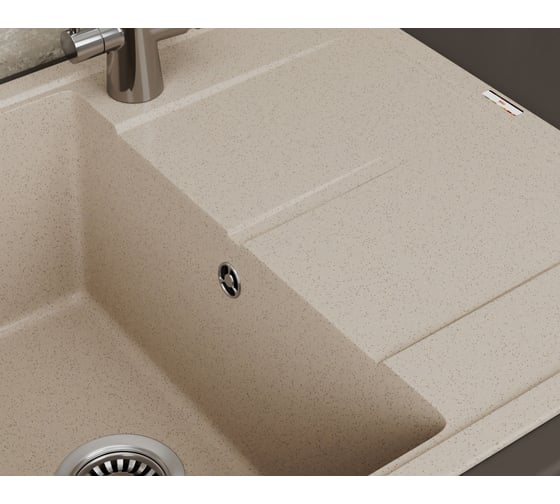 Мойка для кухни врезная кварцевая в комплекте с сифоном Bauedge BAU Stil Sand 65x51, песочный BAU0012