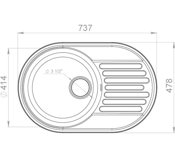 Мойка GRANFEST QUARZ GF-Z 18 чаша с крылом, 740х480 мм, белый 444904