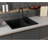 Мойка для кухни Bauedge оборачиваемая полуторная чаша BAU Stil Black coal 60x50, выпуск с сифоном в комплекте, черный уголь GR0171 2