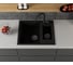 Мойка для кухни Bauedge оборачиваемая полуторная чаша BAU Stil Black coal 60x50, выпуск с сифоном в комплекте, черный уголь GR0171 3