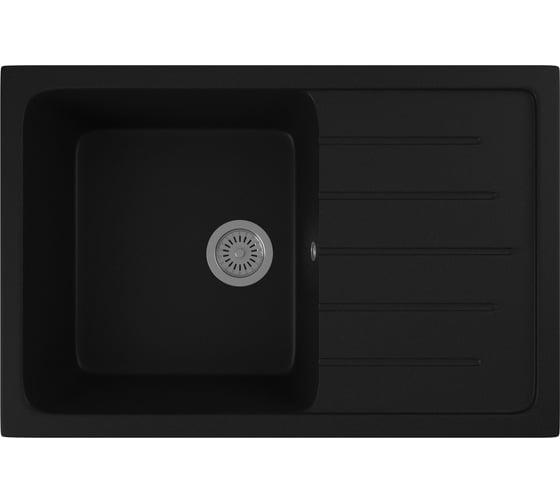 Мойка для кухни оборачиваемая с крылом Bauedge BAU Stil Black coal 75x50, выпуск с сифоном в комплекте, черный уголь GR0158 1
