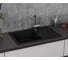Мойка для кухни оборачиваемая с крылом Bauedge BAU Stil Black coal 75x50, выпуск с сифоном в комплекте, черный уголь GR0158 2