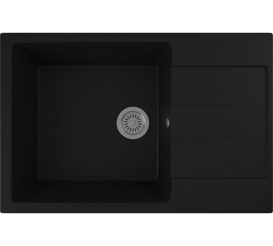 Мойка для кухни оборачиваемая с крылом Bauedge BAU Stil Black coal 76x50, выпуск с сифоном в комплекте, черный уголь GR0166 1