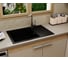 Мойка для кухни оборачиваемая с крылом Bauedge BAU Stil Black coal 76x50, выпуск с сифоном в комплекте, черный уголь GR0166 2